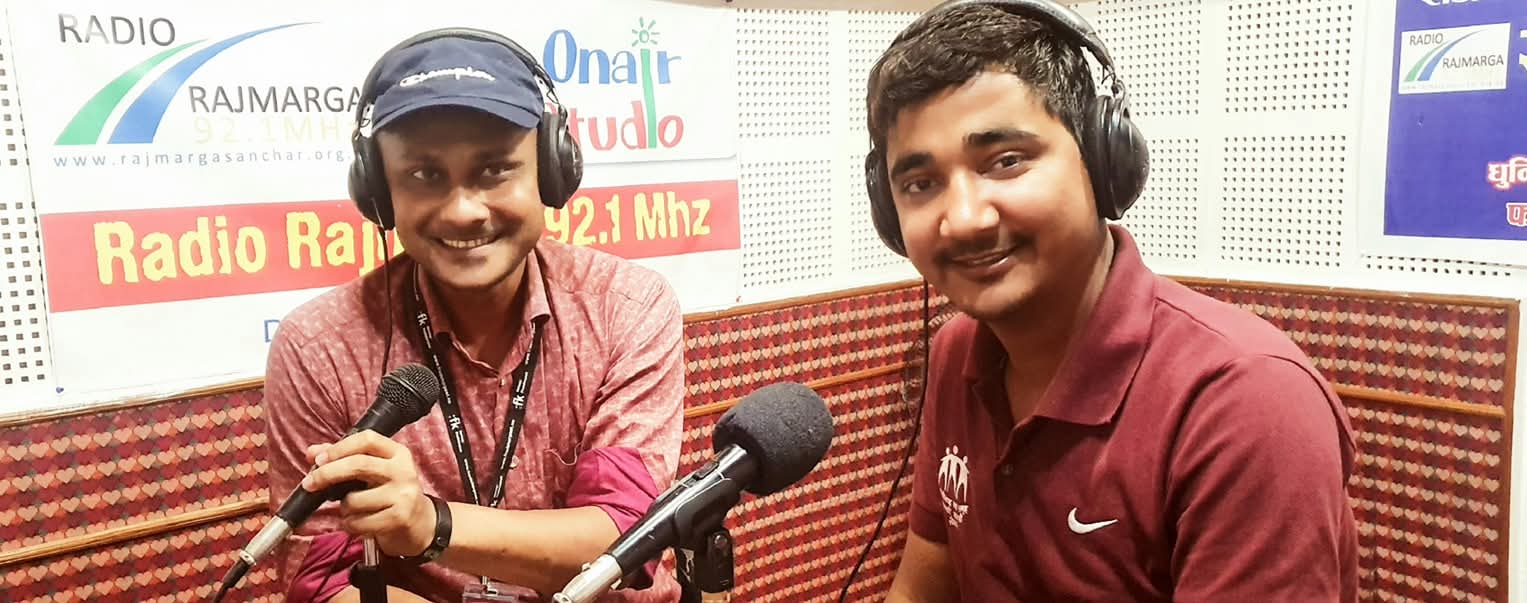 Md. Fakrul Islam recording an on-air programme at Radio Rajmarga 92.1 MHz, Nepal