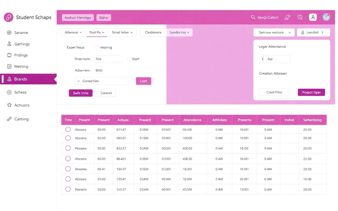 EduFy attendance module with class register, present and absent toggles and summary charts